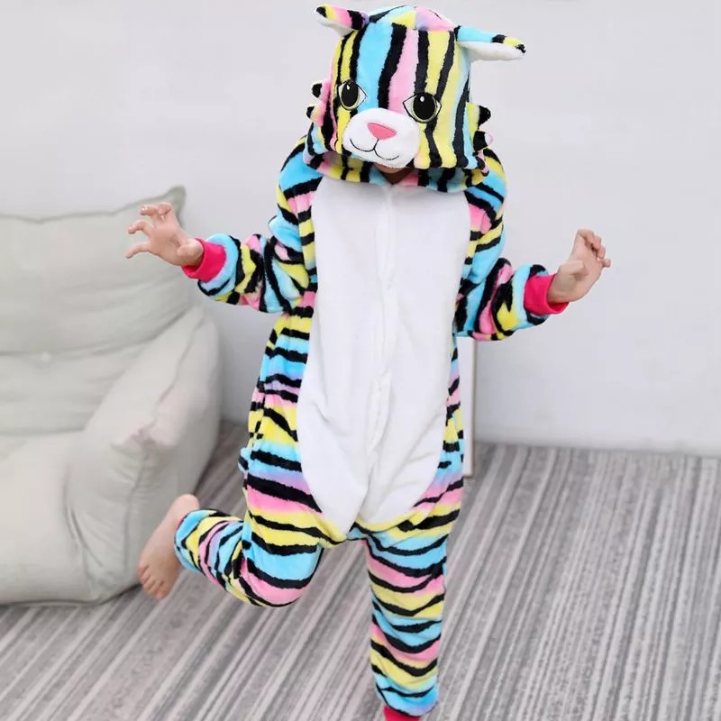 Pajama dạng áo liền quần vải nỉ mỏng nhiều màu sắc cho bé 3-13 tuổi