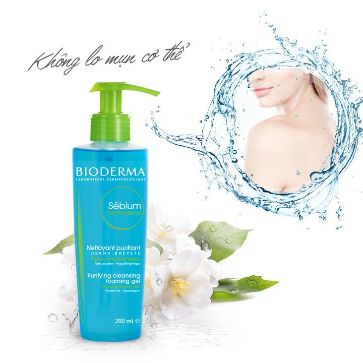 Gel Rửa Mặt BIODERMA Sebium Gel Moussant 200ml - Dành Cho Da Dầu Mụn & Nhạy Cảm