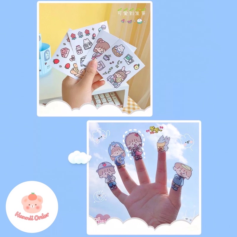 Set 4 tấm sticker PVC cô bé siêu cute