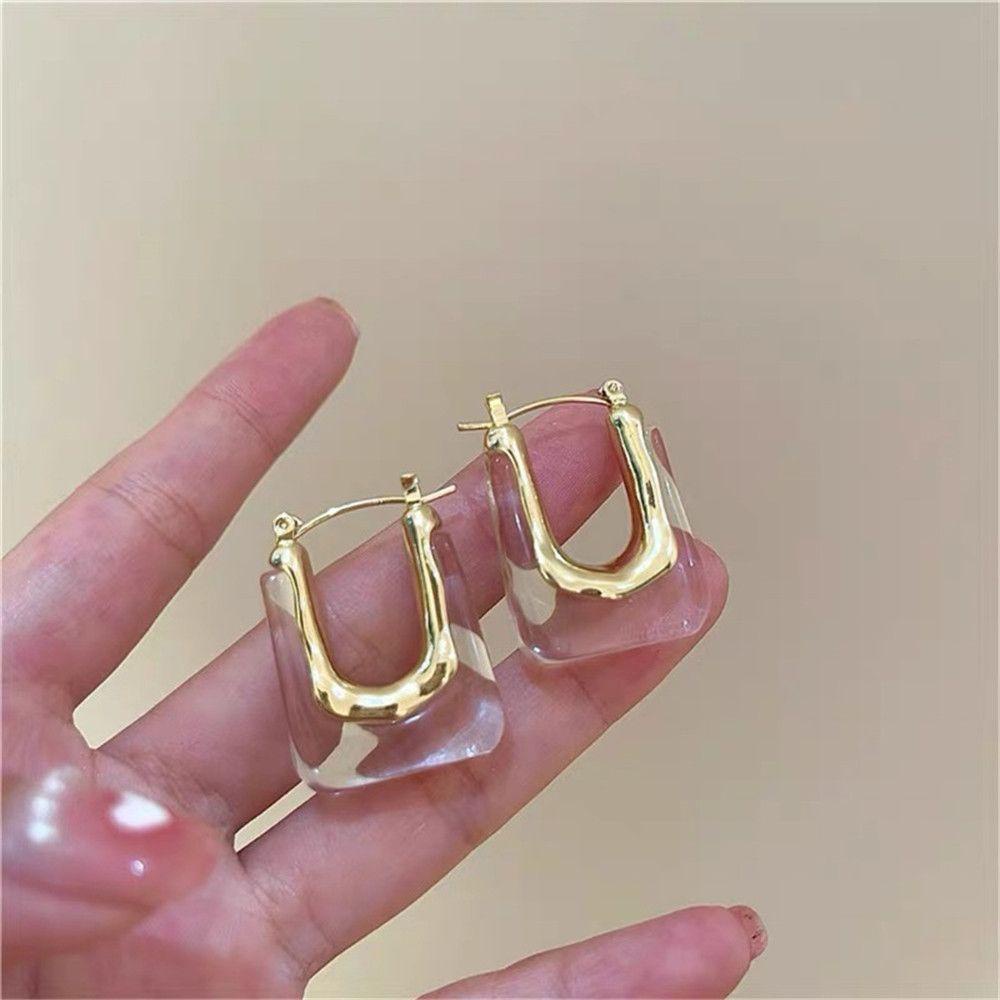 1 Đôi Bông Tai Hình Chữ U Phong Cách Hàn Quốc|Túi Đựng Đồ Trong Suốt Chất Lượng