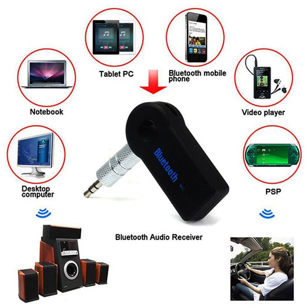 Wireless Bluetooth 3.5mm AUX Audio Stereo Music Car Adapter Mic Black Recei M4K4