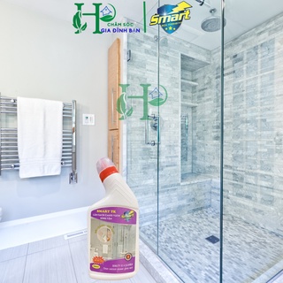 Tẩy cặn canxi vách kính nhà tắm Smart, làm sạch gương kính, vách kính phòng tắm