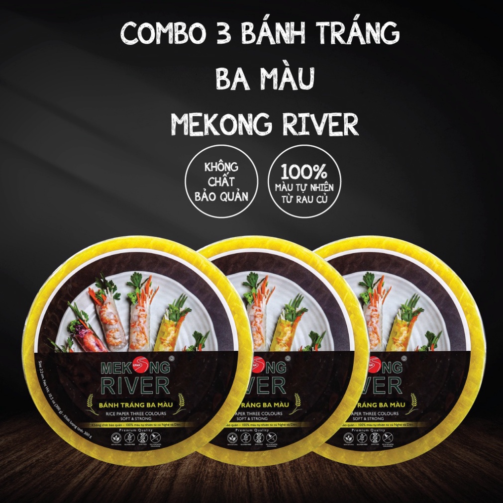 Combo 3 Bánh tráng Ba Màu MEKONG RIVER - 900G