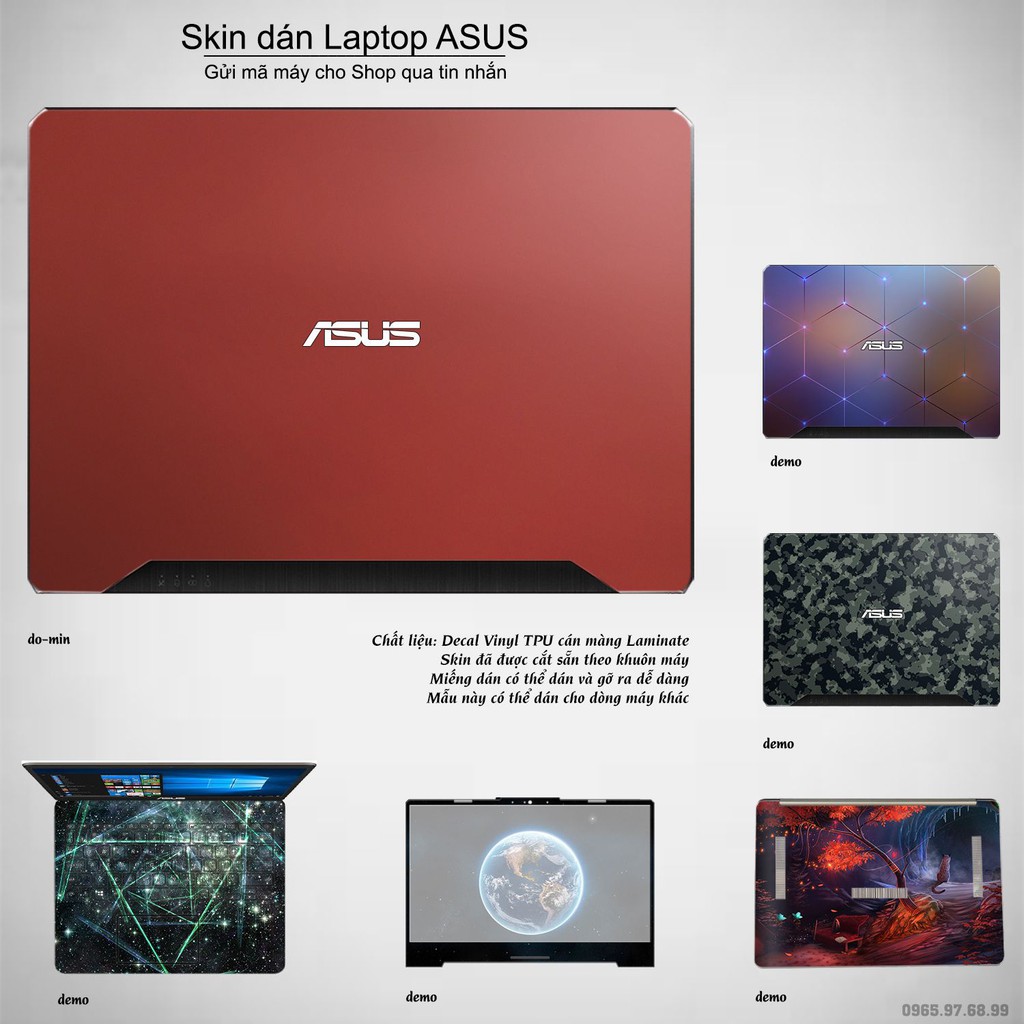 Skin dán Laptop Asus màu đỏ mịn (inbox mã máy cho Shop)