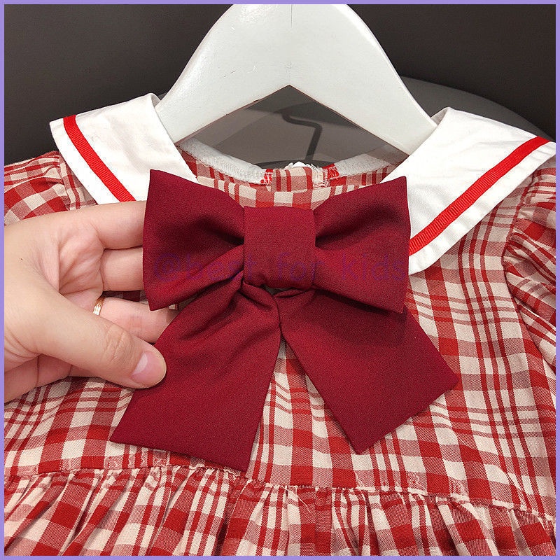 Đầm Dáng Suông Kẻ Sọc Caro Đỏ Thoải Mái Thời Trang Mùa Hè Cho Bé Gái