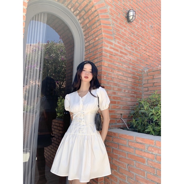 Đầm Kiểu CHICHI DRESS thiết kế chiết eo độc lạ form chuẩn tôn dáng chất liệu kaki thun hàn quốc