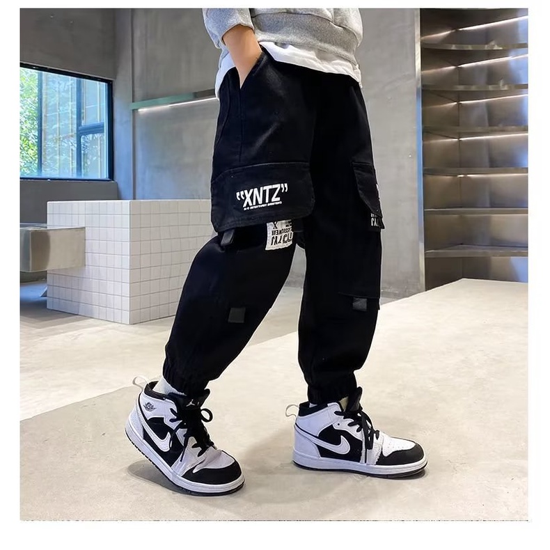 Quần Cotton Nguyên Chất 3 Túi Lớn Phong Cách Hàn Quốc Chống Mài Mòn Mùa Thu Đông Thường Ngày Cho Bé Trai