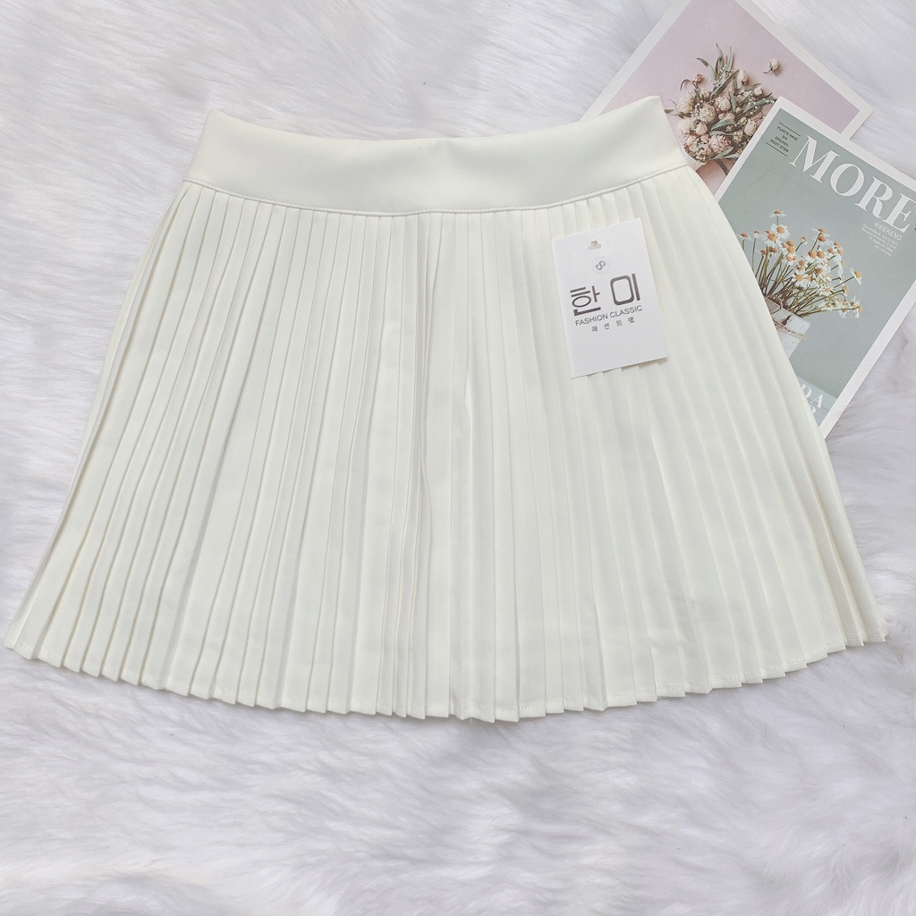 Chân váy xếp ly nữ NHẠT LINH chân váy ngắn dáng basic xòe trơn cạp cap tôn dáng - CV200