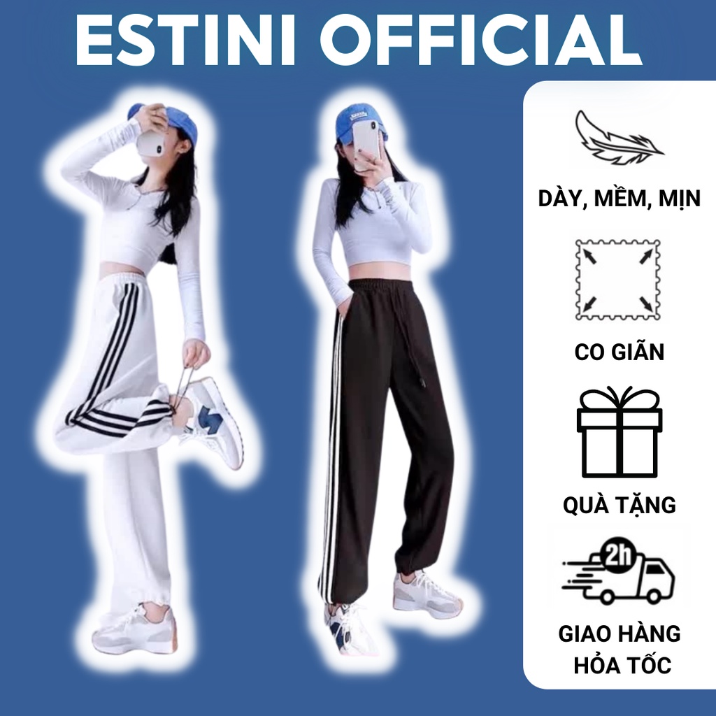 Quần Jogger Nam Nữ Thể Thao 3 Sọc ESTINI Form Ống Rộng Để Suông Hoặc Rút Dây Bo Gấu Vải Dày Dặn