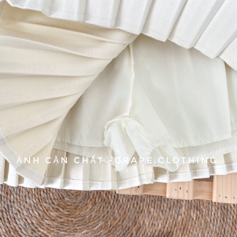 Chân Váy Chữ A Lưng Cao Xếp Ly Nhỏ Hàng Cao Cấp