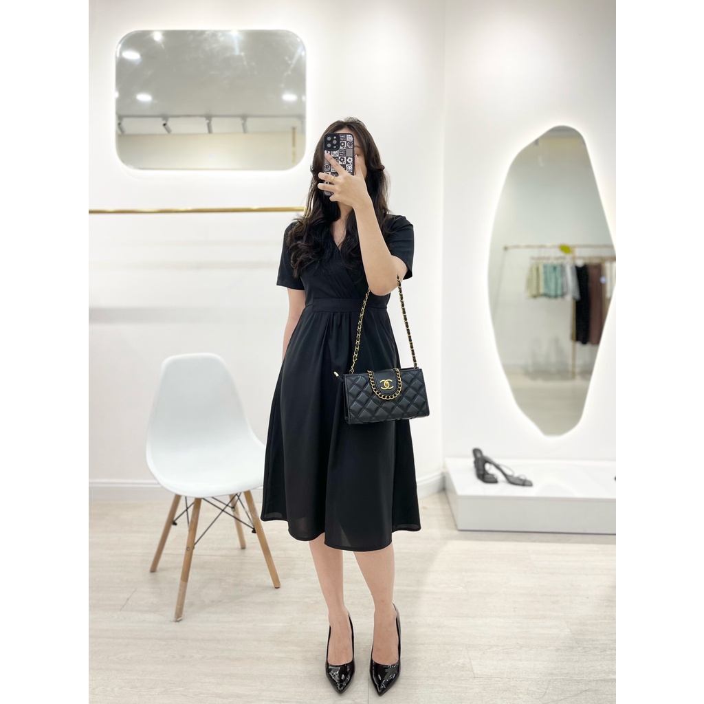 Đầm Bigsize Nữ Tú Mỡ Đầm Bigsize Thiết Kế Kiểu Xếp Ly Thon Gọn Đầm cổ V xếp ly Đi làm dạo phố Đủ size 45-85kg DA0080