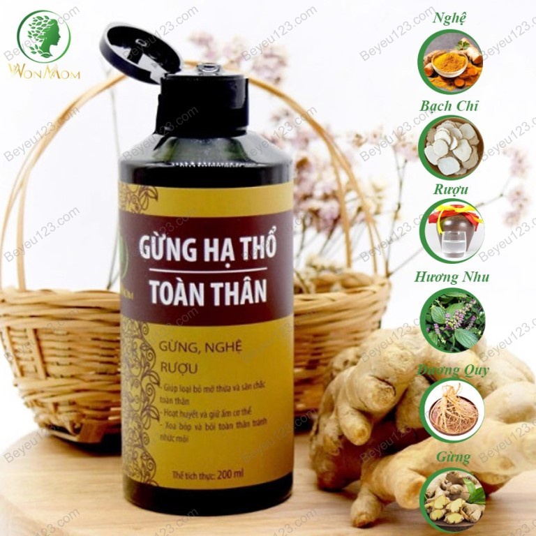 Gừng hạ thổ toàn thân thảo dược 200ml Wonmom  - giảm mỡ thừa , sáng da (Việt Nam)