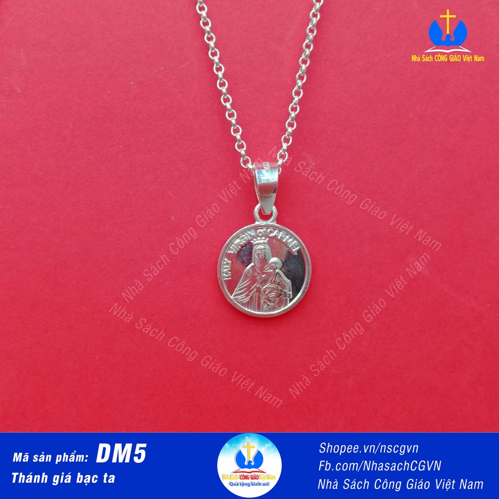Mặt Đức Mẹ Hằng Cứu Giúp và Chúa Giêsu bạc ta - Mặt dây chuyền  DM5 cho nam nữ, trẻ em - Quà tặng Công Giáo