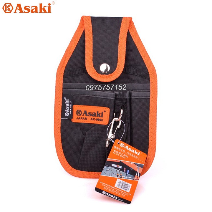 Túi đeo thắt lưng đựng đồ nghề sửa chữa cao cấp Asaki AK-9990 HORUSDY, chống thấm, chống đâm thủng, túi đồ nghề