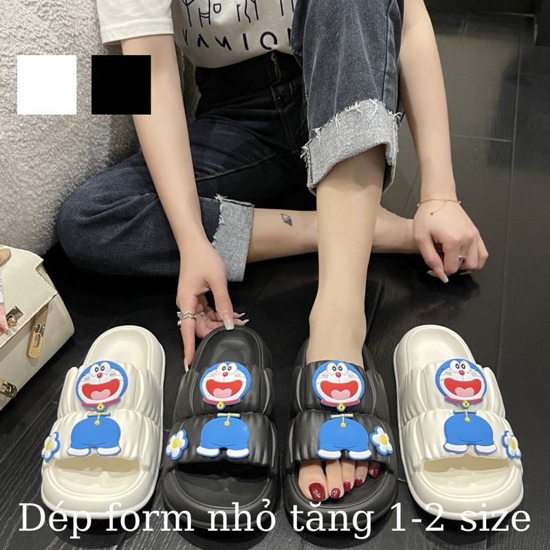 Dép Bánh Mì Nữ Gắn Hình Doraemon Dễ Thương form nhỏ tăng 1 size