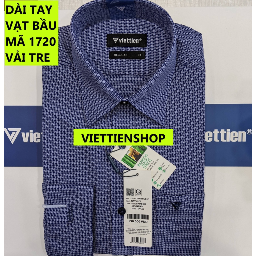 (1720 HVL) ÁO SƠ MI VIỆT TIẾN DÀI TAY VẢI TRE HOA VĂN