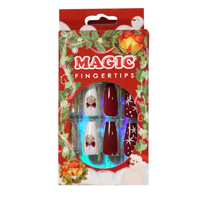 Set 24 Móng Tay Giả Trang Trí Chủ Đề Giáng Sinh