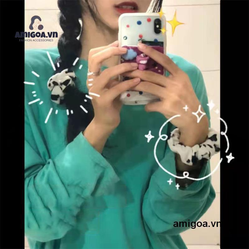 ✨✨Dây Buộc Tóc Vải Kiểu  Họa Tiết Bò Sữa Dễ Thương