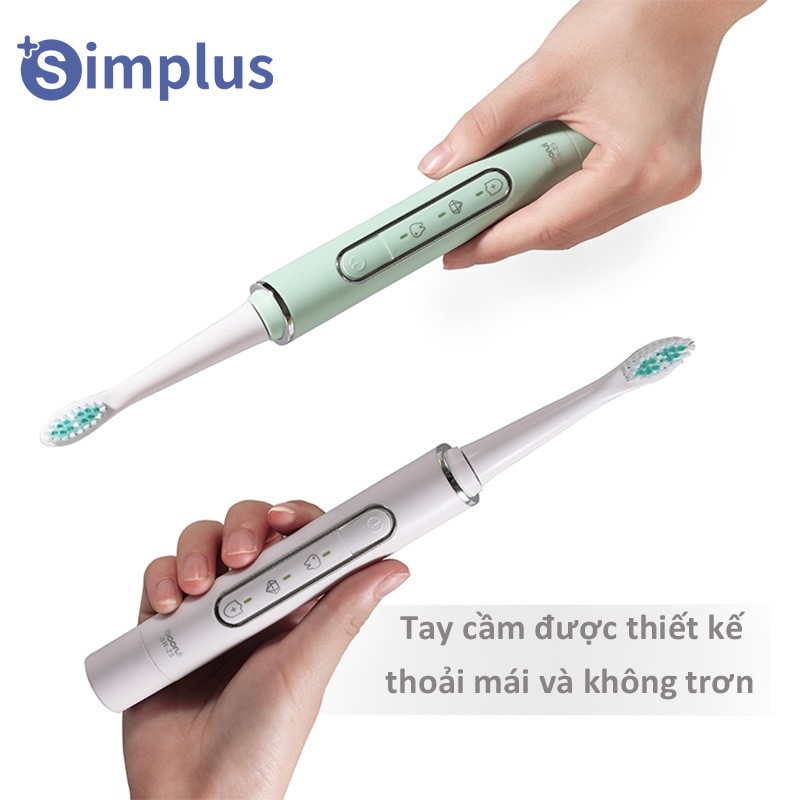 Bàn chải đánh răng điện Simplus rửa mặt và đánh răng 2 trong 1 có thể sạc lại  tự động không sợ bị thấm nước