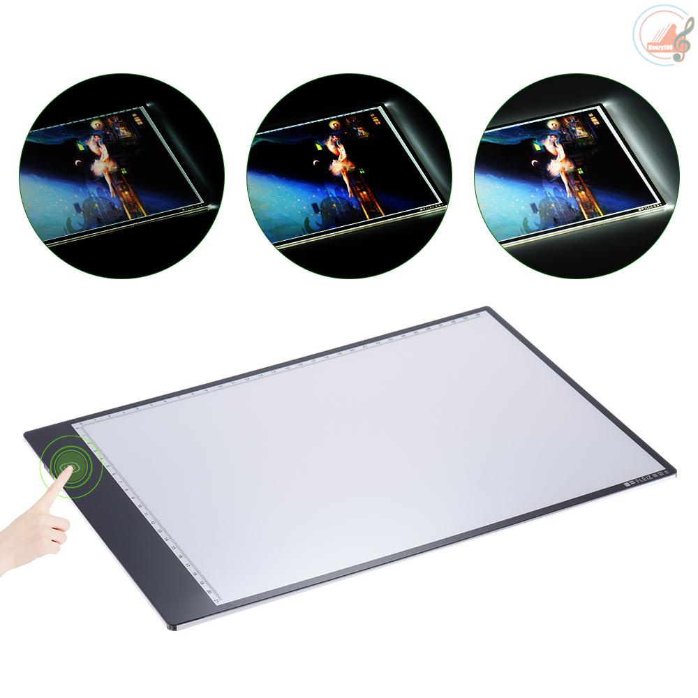 Portable A4 LED Light Box Drawing Tracing Tracer Copy Board Table Pad Panel Copyboard with 3-mode Brightness Black Edge Scale for Artist Animation Sketching Architecture Calligraphy Stenciling