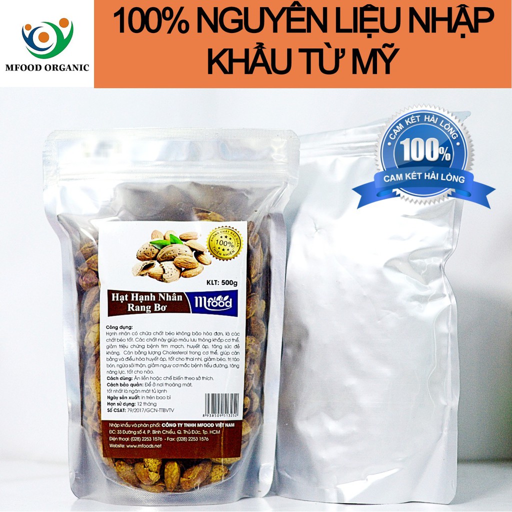 [Mã GROSALE2703 giảm 8% đơn 250K] Hạnh Nhân Rang Bơ Túi 500g - Thương Hiệu MFOOD