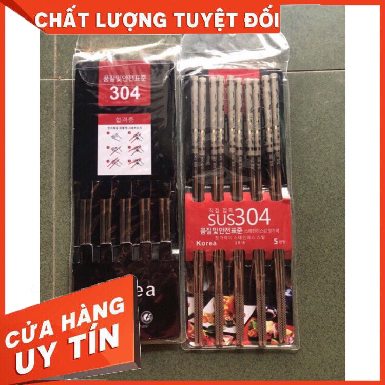 HÀNG CAO CẤP -  Đũa Inox 304 Cao Cấp Hàn Quốc(Set 5 Đôi)  - Hàng Cao Cấp