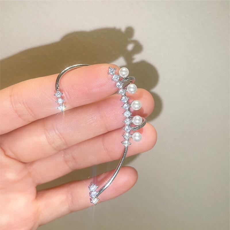 Khuyên Tai Nữ Dạng Kẹp Đính Ngọc Trai Đơn Giản