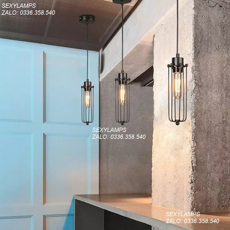 Đèn Thả Trang Trí Rọ Sắt. Tặng Bóng Led Thủy Tinh