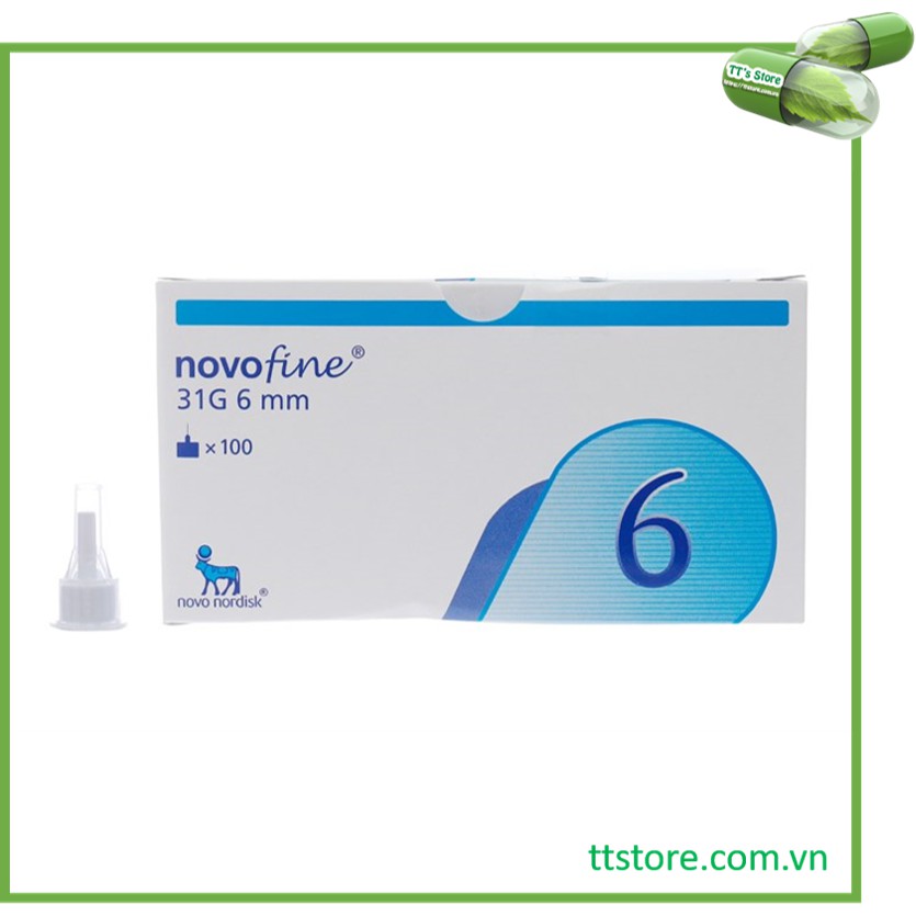 Kim tiêm Insulin NOVOFINE 6mm [Hộp 100 cây] - Kim bánh ú / đầu kim chích tiểu đường