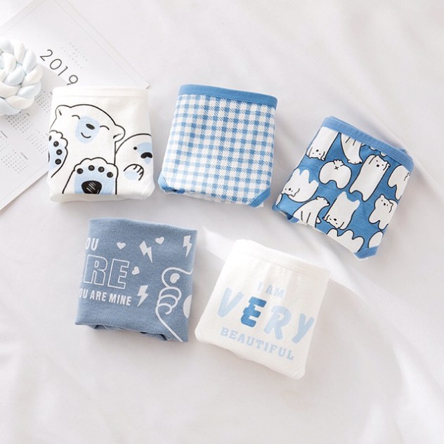 Combo 10 Chiếc Quần Lót Nữ Cute Quần Chíp Gấu Xanh Cotton Quảng Châu Cao Cấp