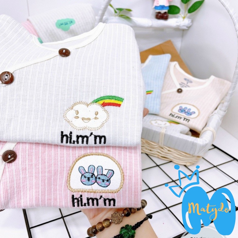 Quần áo sơ sinh bé trai bé gái mùa đông cao cấp chất vải an toàn đồ sơ sinh cho bé Hi mom cúc chéo SS11