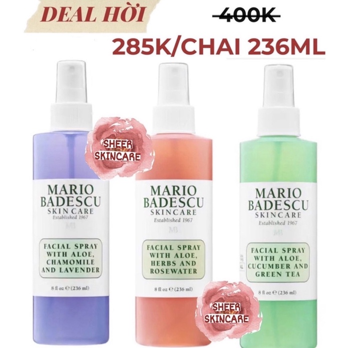 [BILL SEPHORA US] Toner/Xịt khoáng Mario Badescu 236ml