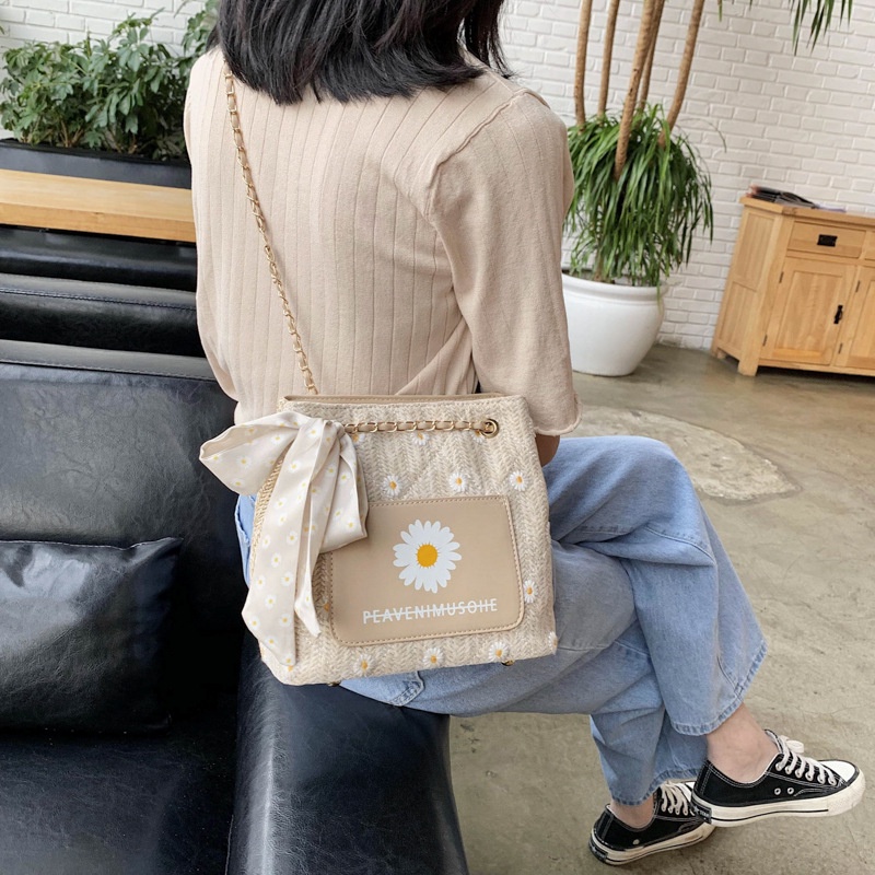 Túi Tote đeo vai nữ chất vải phối hoa cúc đi học B58-10343 | BigBuy360 - bigbuy360.vn