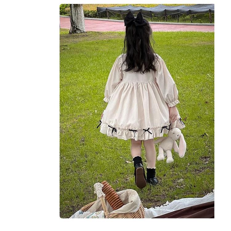 Đầm Công Chúa Phong Cách retro Thời Trang Xuân Thu Dành Cho Bé Gái 1-8 Tuổi
