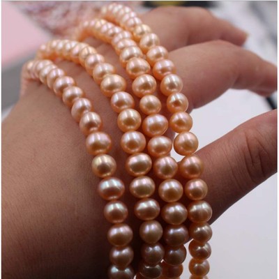 Dây Nguyên Liệu Màu Cam Gần Tròn 7-8mm Độ Sáng 3A  - Ngọc Trai Trường Thịnh