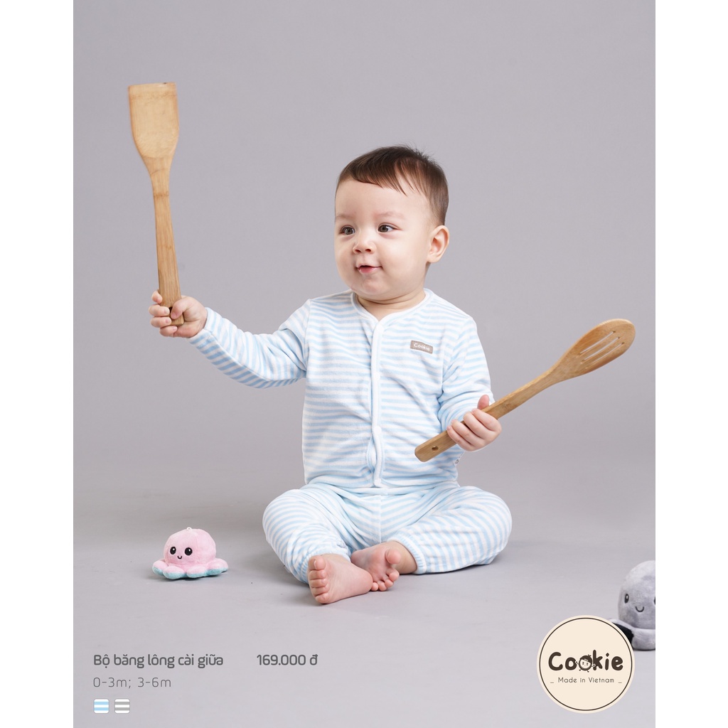 Bộ băng lông dài tay cài giữa sơ sinh cho bé Cookie
