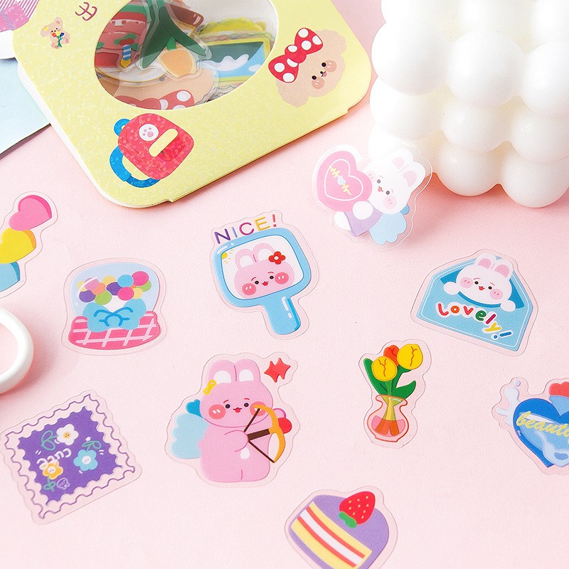 Bộ 40 sticker PET Jiyu Zaizai Candy shop hình dán trang trí sổ tay | BSB258