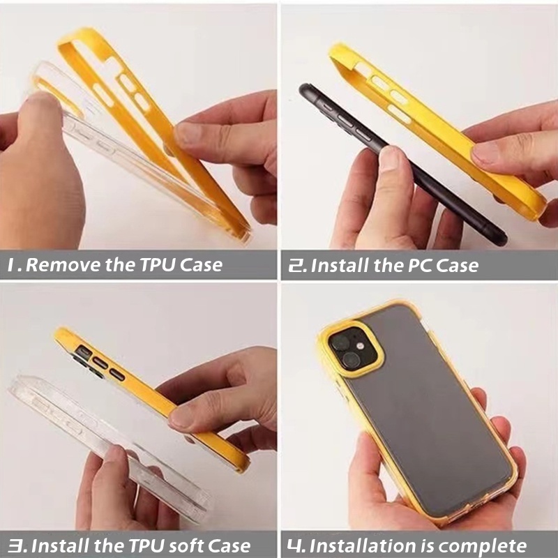 Ốp Điện Thoại Silicon Trong Suốt Màu Kẹo 3 Trong 1 Cho iPhone 13 Pro Max 11 Pro Max 12 XR X XS Max 6 6s 7 Plus 8 13Mini 12Mini