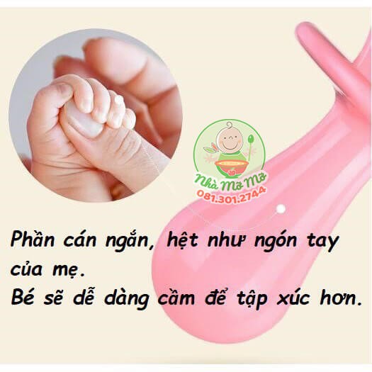 Thìa Dĩa Cán Ngắn - Muỗng nĩa cán Ngắn Tập Xúc Cho Bé Ăn Dặm - Nhà Mỡ Mỡ