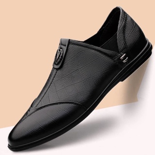 Giày lười màu trơn mũi nhọn thời trang công sở cho nam