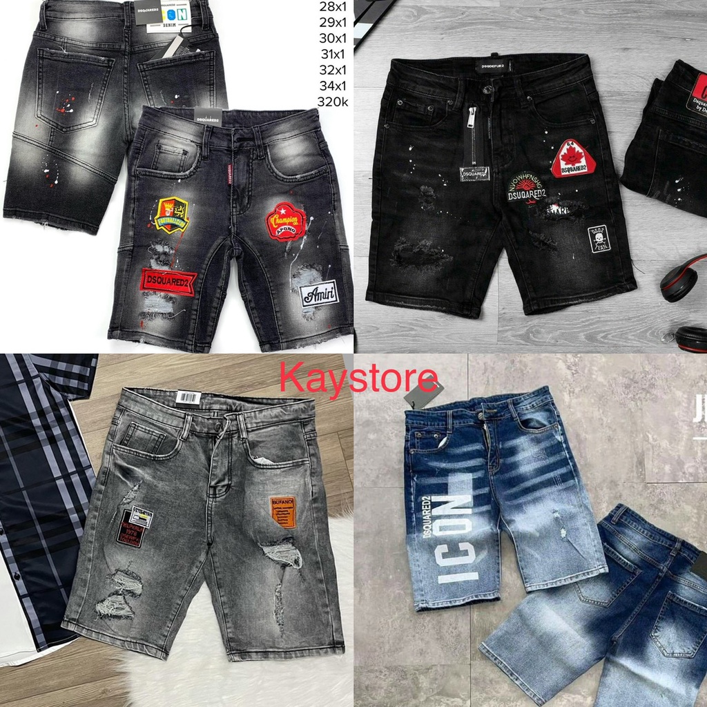 quần short jean nam ngắn đen rách thêu logo nhiều mẫu mới hot,chất bò co giãn bền màu giá tốt KAYSTORE
