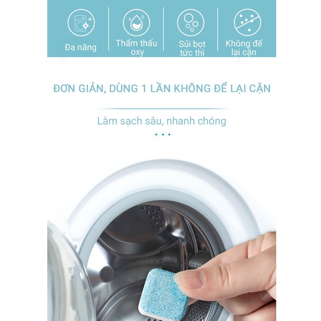 Tẩy MÁY GIẶT hộp 12 viên Vệ Sinh Lồng Máy Giặt - Diệt Khuẩn - Tẩy Cặn Bẩn Máy Giặt Siêu Sạch