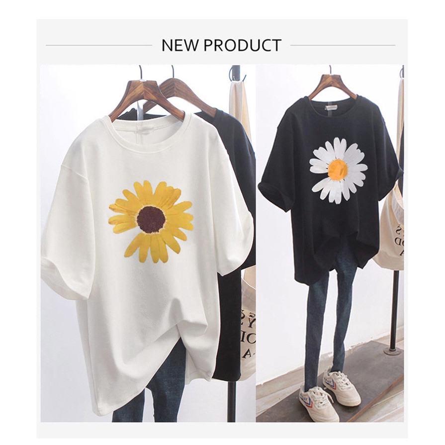 NRVP Áo thun ngắn tay cổ tròn dáng rộng in họa tiết vui nhộn thời trang mùa hè dành cho nữ