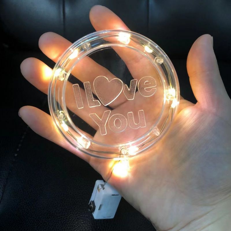 Đèn led tròn chữ I LOVE YOU trang trí hộp quà, trang trí hoa