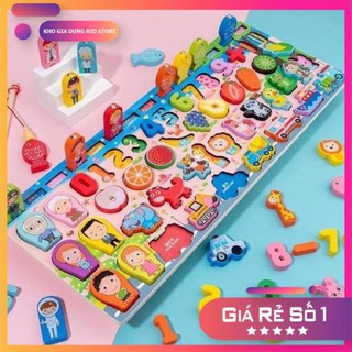 Đồ Chơi Gỗ Cho Bé Đồ Chơi Trẻ Em - Đồ Chơi Xếp Hình Câu Cá Ghép Số Học Đếm 63 Chi tiết - GD240