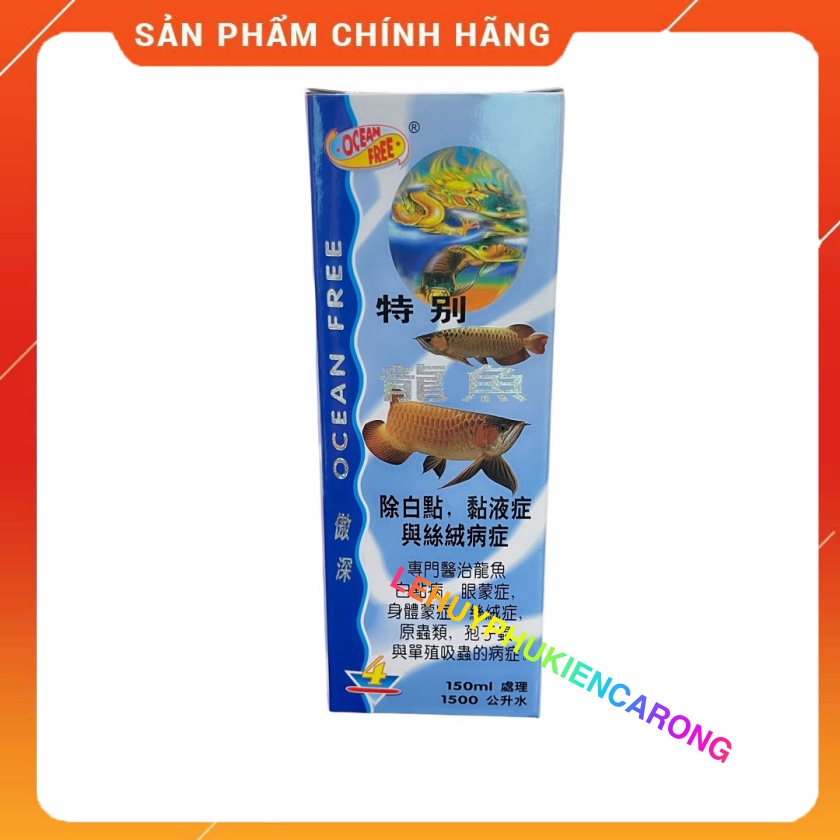 Chai Số 4 OCEAN FREE Chuyên Trị Nấm Trắng, Nấm Velet Sán Mang Cho Cá Rồng Chai 150ml