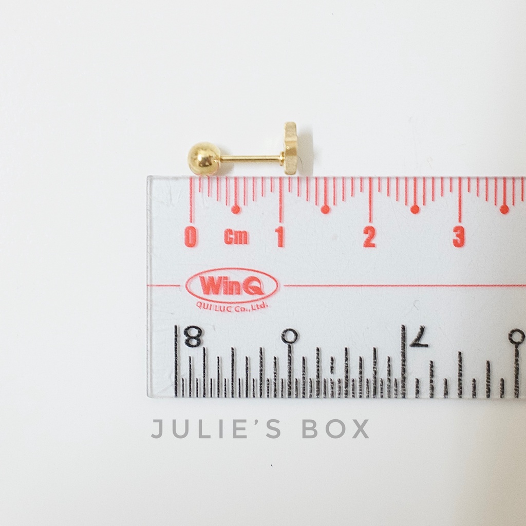 [1 Chiếc] Khuyên Tai Titan Unisex Ngôi Sao Rỗng Màu Vàng Đuôi Bi Không Gỉ Sét Không Ngứa Bông Tai Julies Box 66