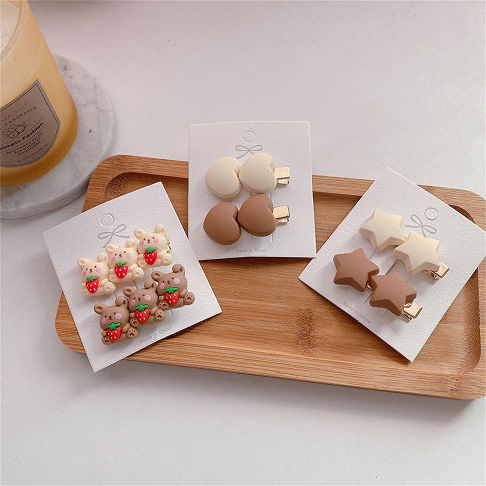 Shanlin Set 2 Kẹp Tóc Hình Trái Tim / Ngôi Sao / Gấu Xinh Xắn Cho Bé Gái