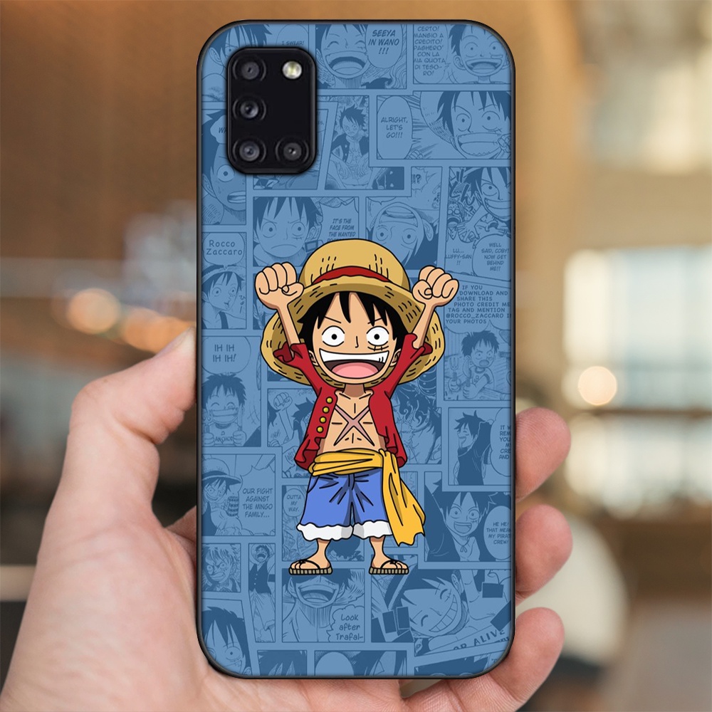 Ốp lưng Samsung A31 viền đen in hình Luffy One Piece