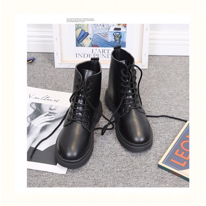 [ ORDER QUẢNG CHÂU] Boots da cổ cao basic Hàn Quốc có ảnh thật